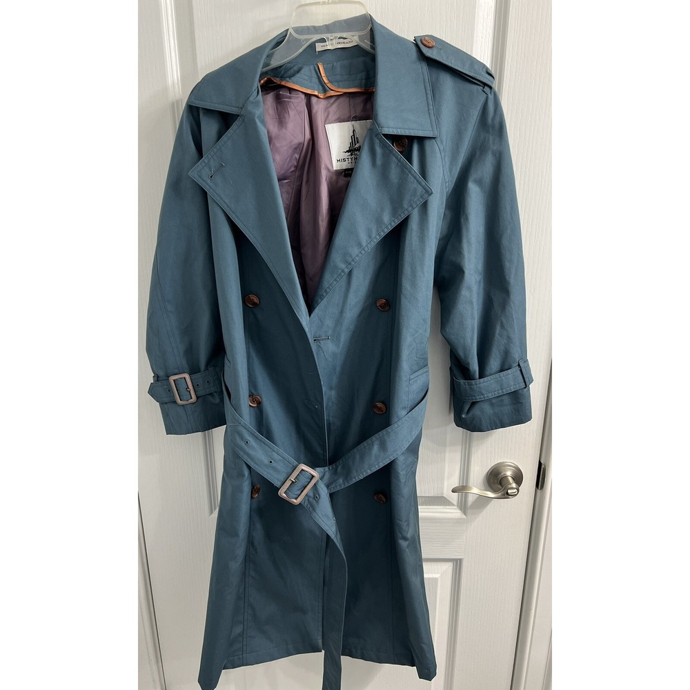 Vintage Misty Harbor Trench Coat Womens‎ 8 Long Blue Belted Double Breasted